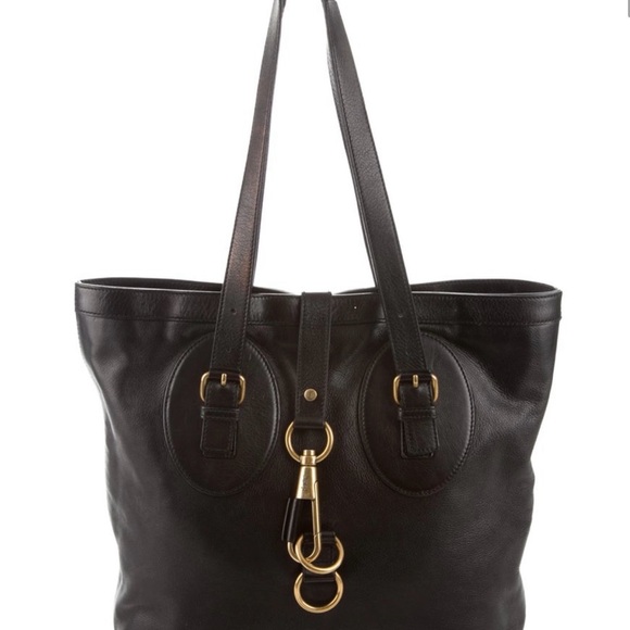 Yves Saint Laurent Black Leather Tote with Gold Hardware - Picture 4 of 4